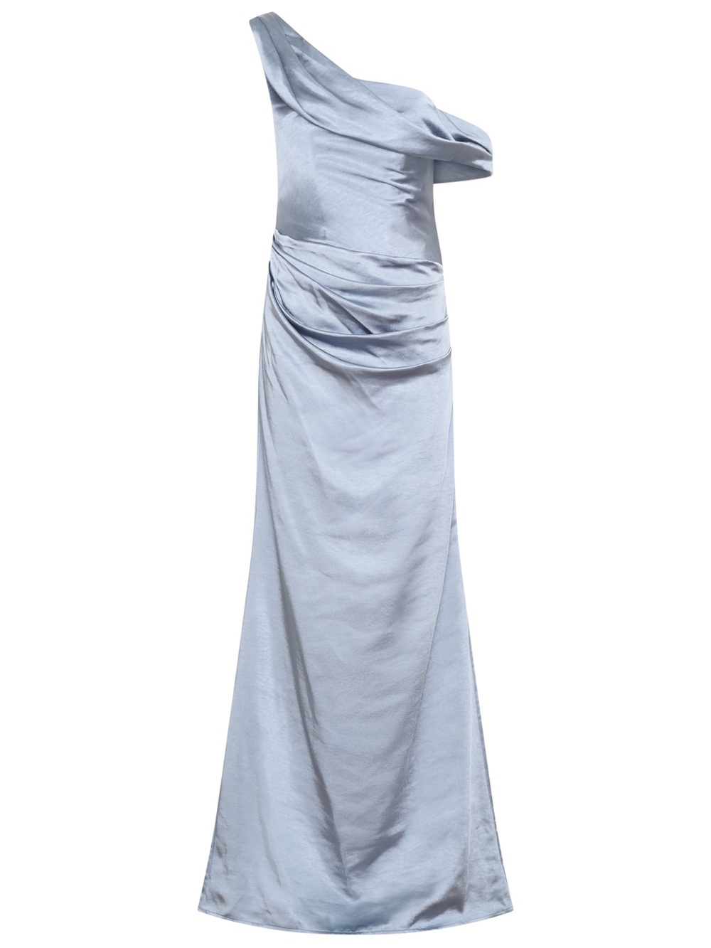 Meshki One-Shoulder Satin Gown in Light Silver Blue - Picture 5 of 8